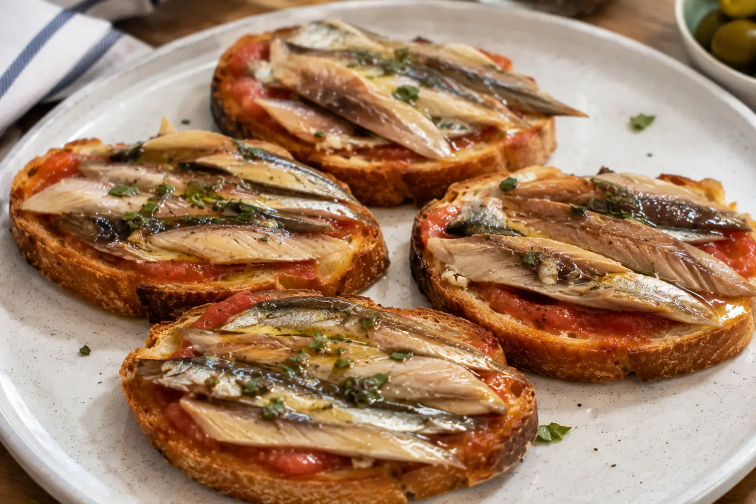 Tostas de sardinas ahumadas