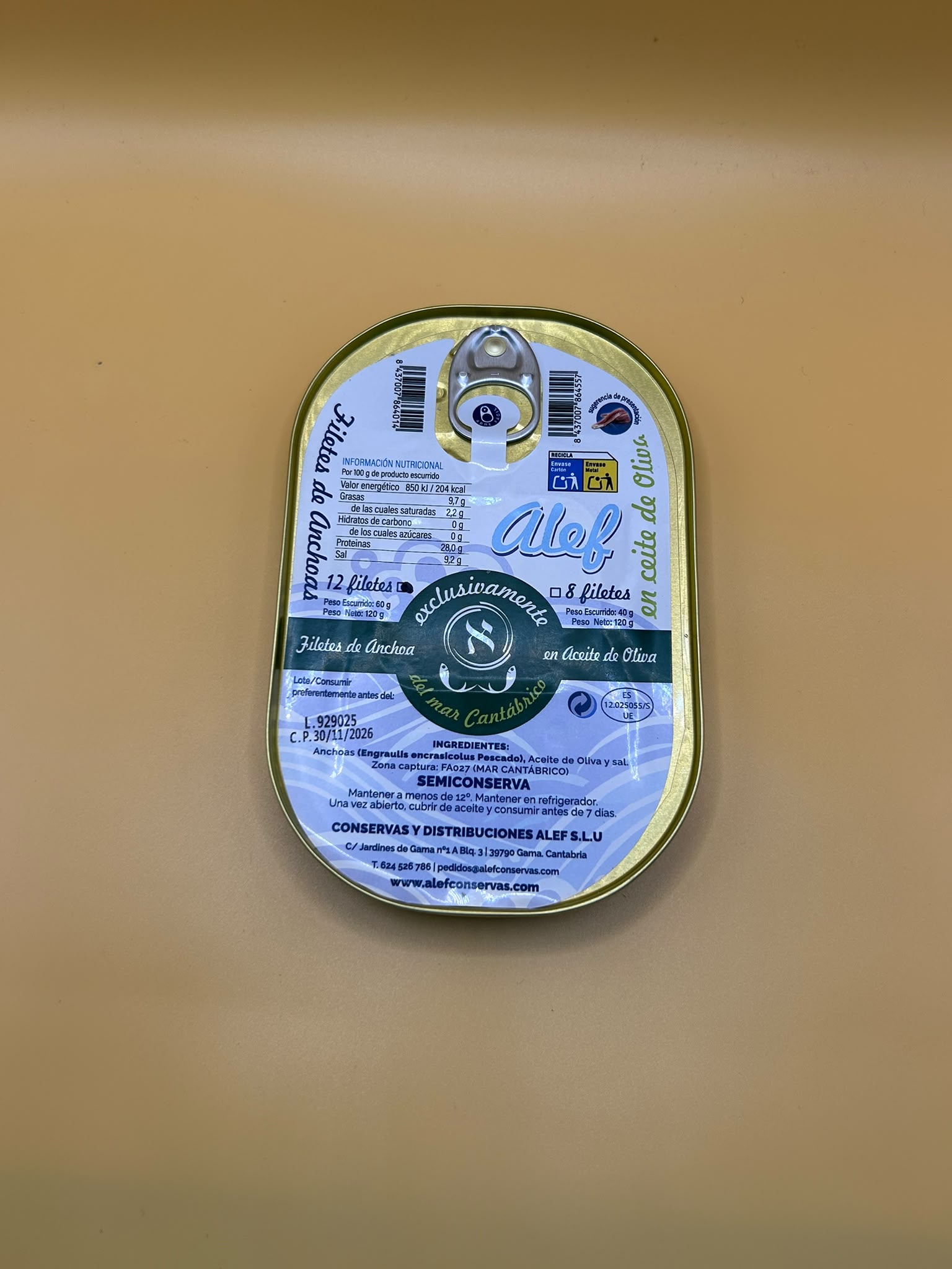 Filetes de anchoa del mar Cantábrico